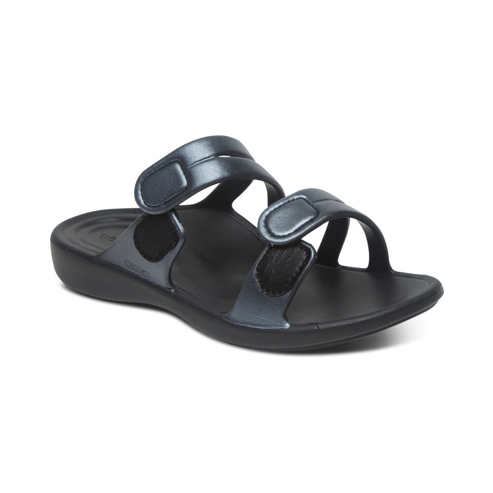 Aetrex Women's Janey Sport Water-Friendly Sandals - Black | USA JECCNCN